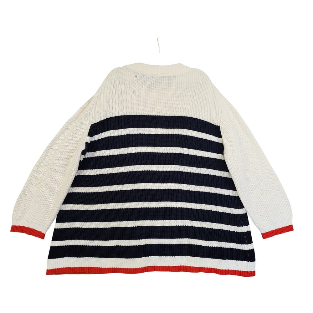 Ulla Popken Womens Sweater Plus Size 24/26 Blue White Nautical Striped Heart - Picture 5 of 13